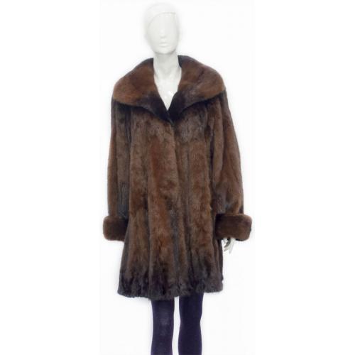 Winter Fur Ladies Genuine Full Skin Mink 3/4 Coat Dyed in Two Shade of Whiskey W59Q06WKT